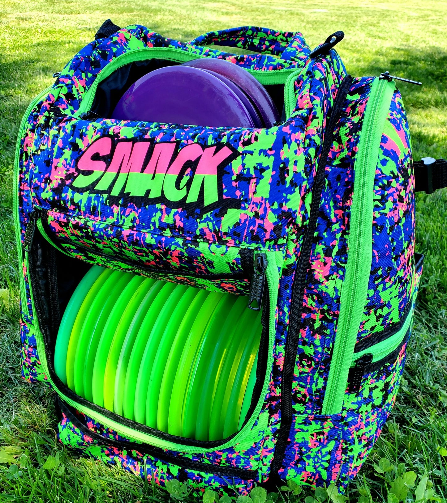 Cosmic Chaos Edition Purple Green & Pink Disc Golf Backpack