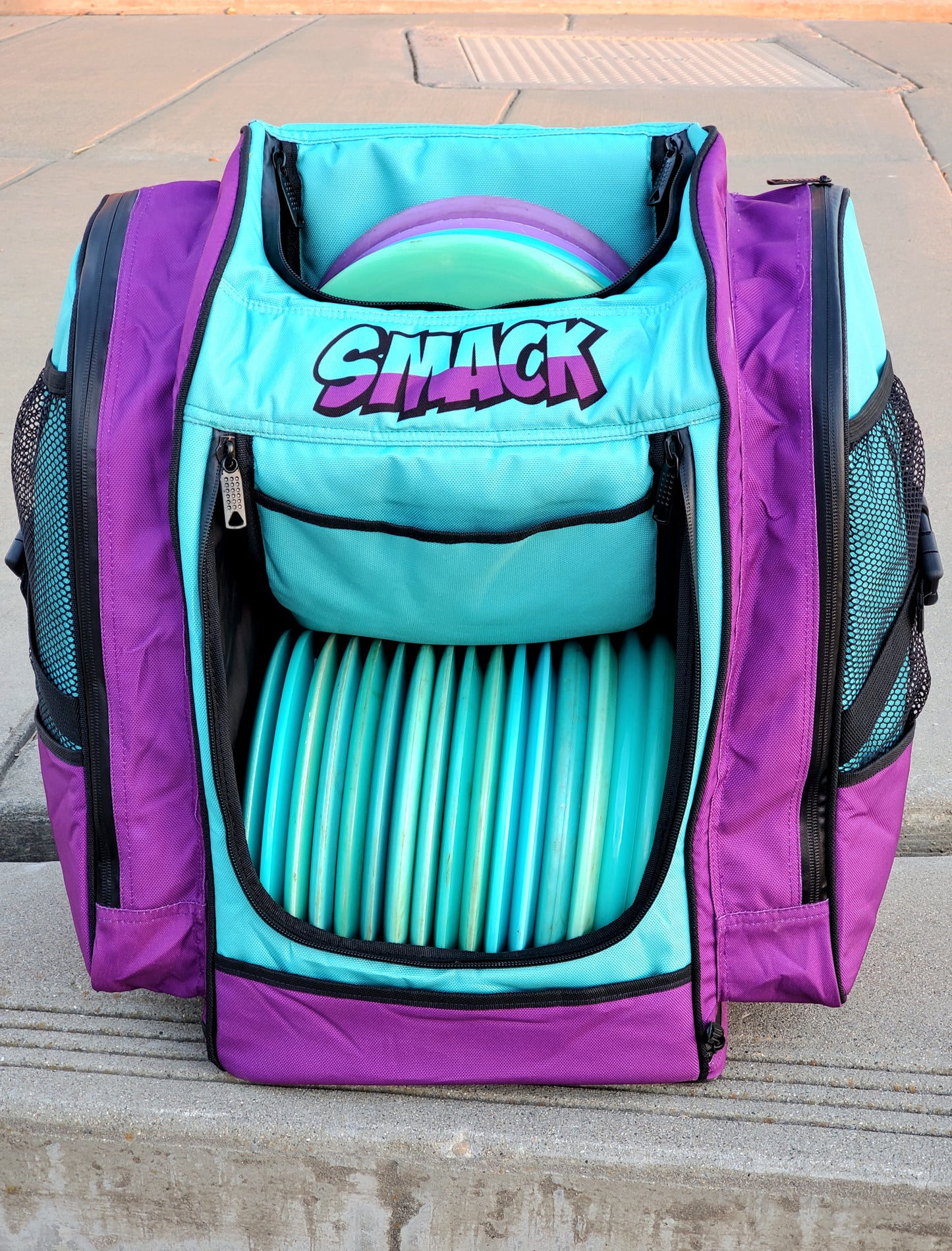 Buzz City Edition Purple & Aqua Disc Golf Backpack