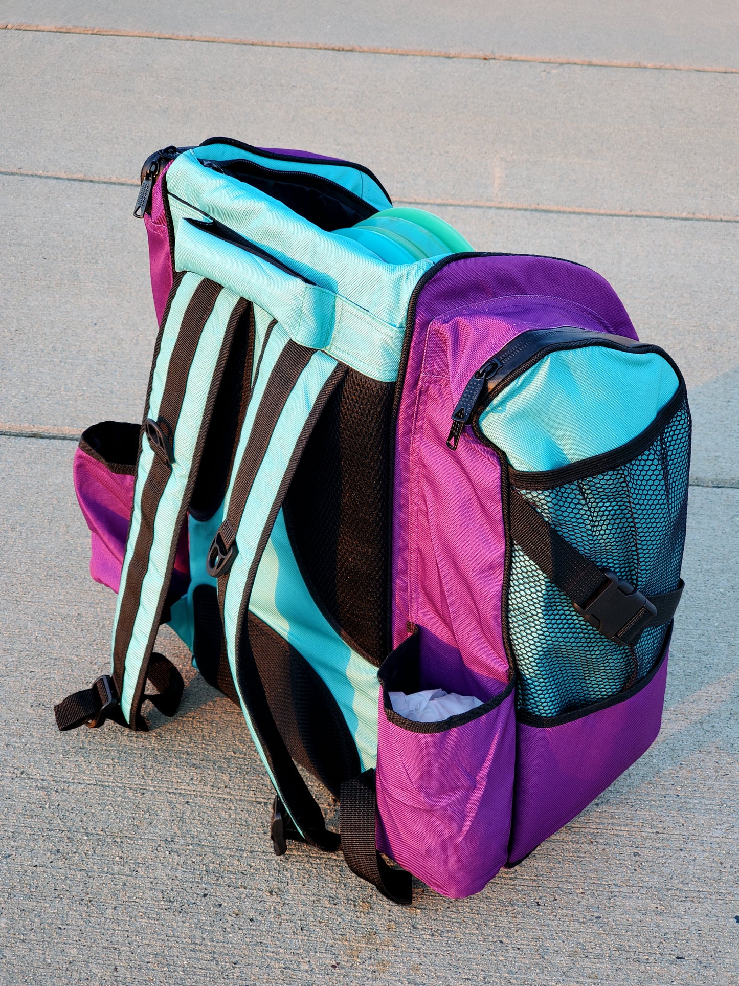 Buzz City Edition Purple & Aqua Disc Golf Backpack