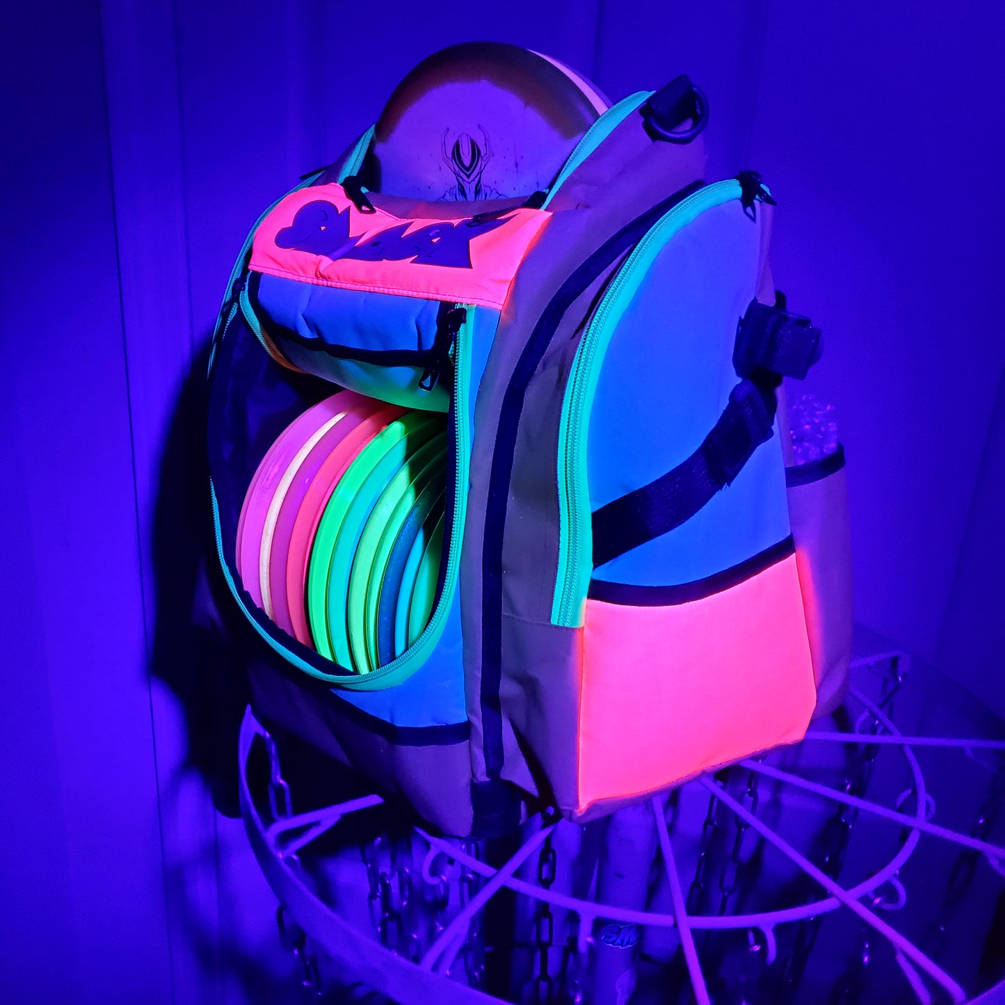 pink neon disc golf bag