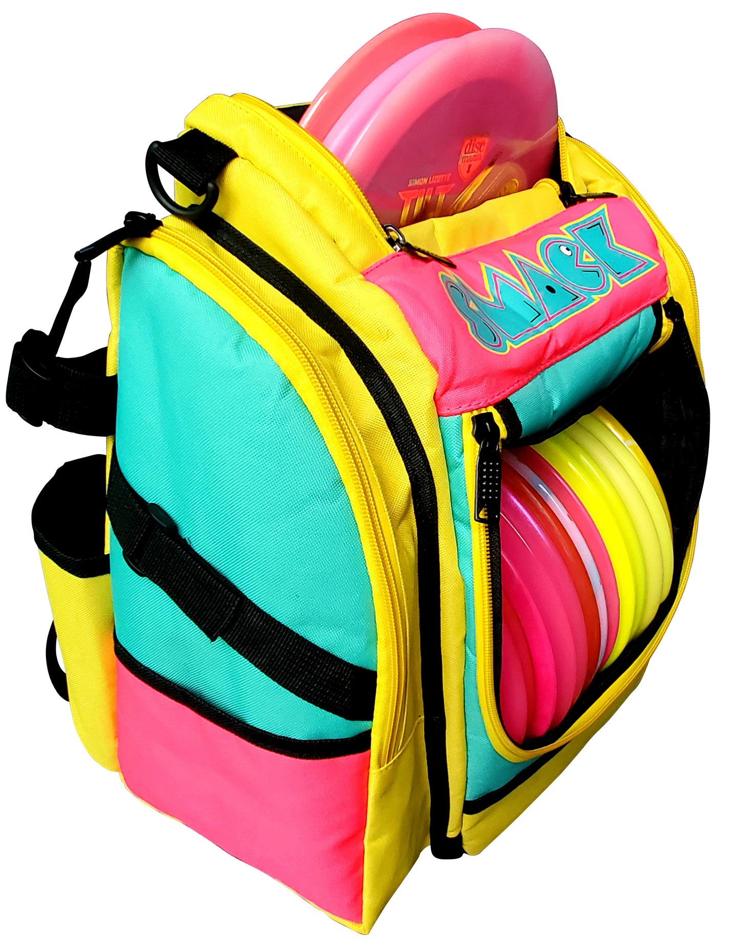 Ms. Pac-Man Jr Edition - Neon Pink, Yellow And Aqua Golf Backpack