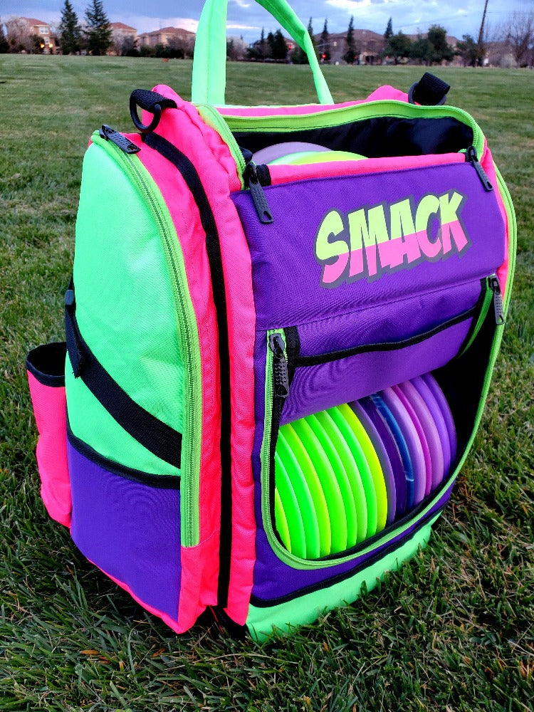 green neon disc golf bag