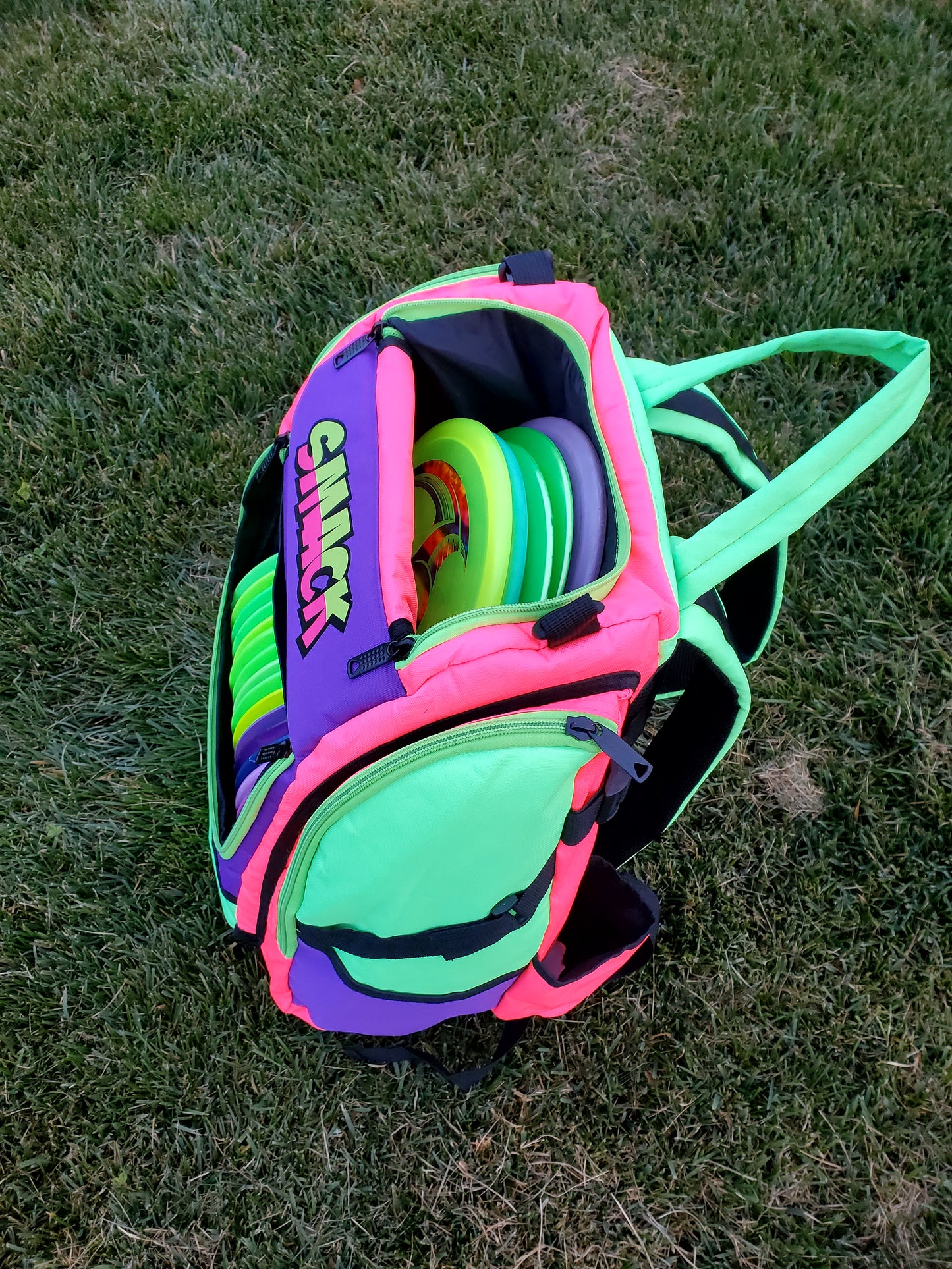 purple disc golf backpack neon 